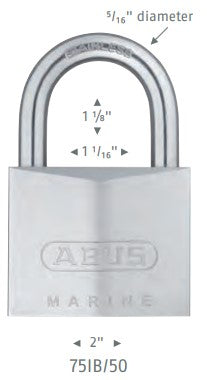 Abus Lock 75IB/50 Weatherproof Brass Padlock Dimensions