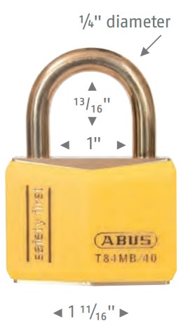 Abus Lock T84MB/40 Brass Padlock Dimensions