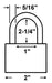 Master Lock 176LH Combination Padlock Dimensions