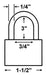 American Lock A1107 Padlock Dimensions