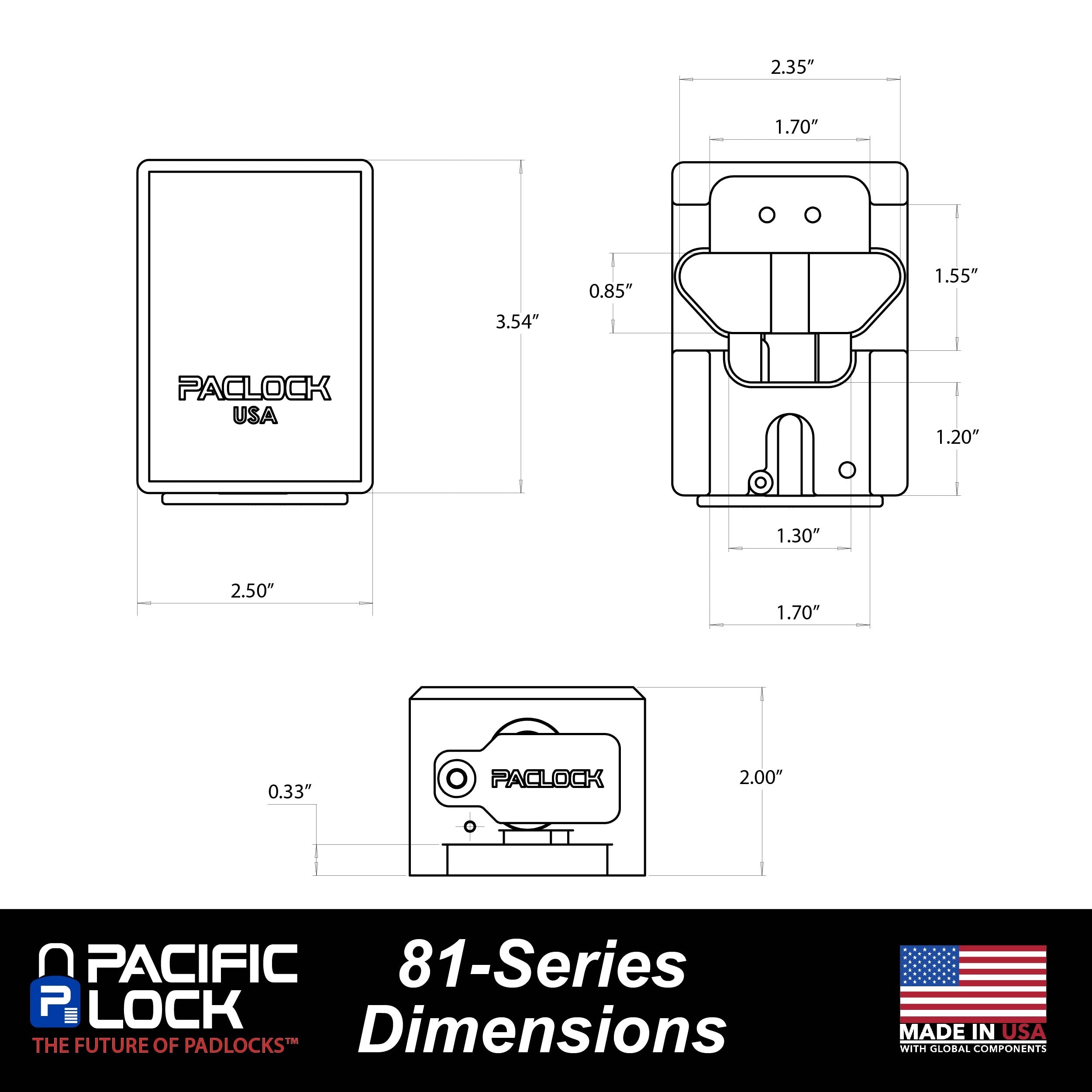 PACLOCK UCS-81A Dimensions
