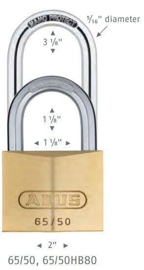 Abus Lock 65/50 Brass Padlock Dimensions