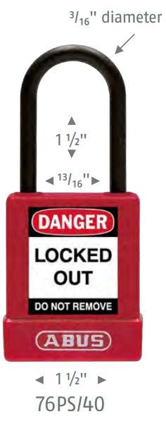 Abus 76PS/40 Insulated Safety Lockout Padlock Dimensions