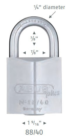 Abus Lock 88/40 Chrome Plated Brass Padlock Dimensions