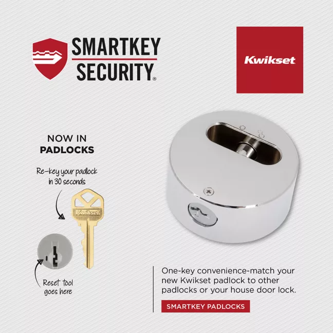 Kwikset 90260-011 SmartKey Hidden Shackle Padlock Re-Keying