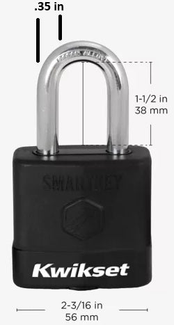 Kwikset 90260-043 SmartKey All Weather Padlock Dimensions