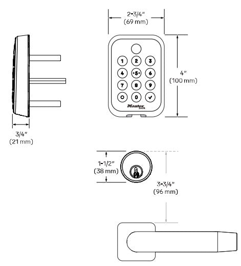 Master Lock MCM614 Smart Keyed Push Button Mortise Lock
