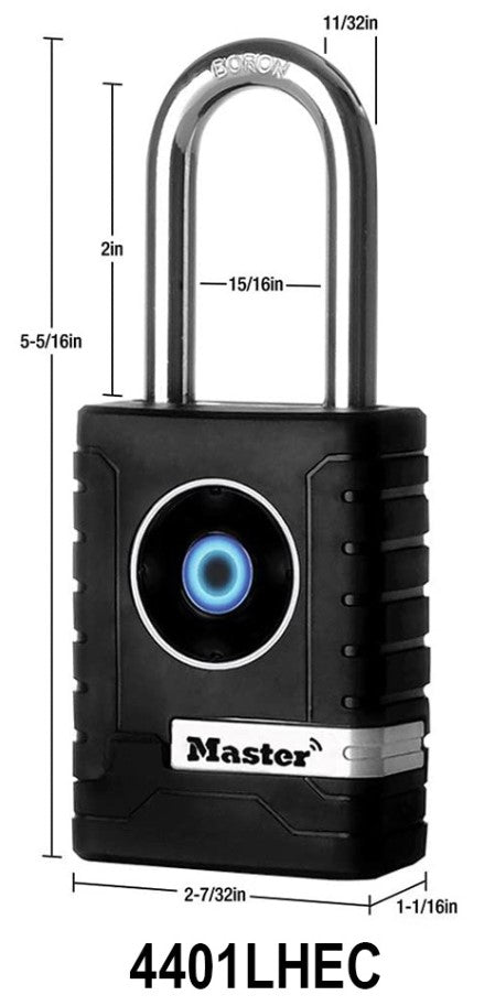 Master Lock 4401LHEC Bluetooth Padlock Dimensions