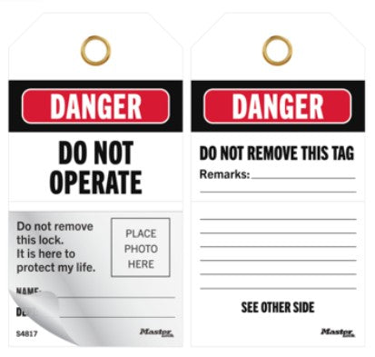 Master Lock S4817 Photo ID Safety Tag Self Laminating