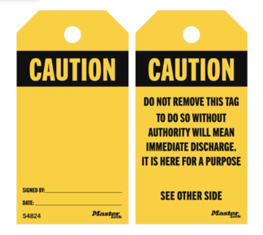 Master Lock S4824 Caution Yellow Safety Tags
