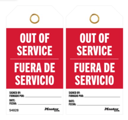 Master Lock S4828 Out of Service Safety Tags