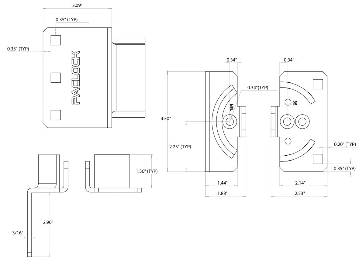 PACLOCK PL779 Puck Lock Right Angle Hasp