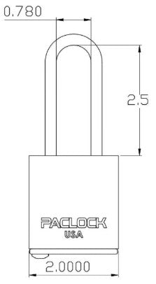 PACLOCK UCS-1A-BLK-25-KA Padlock Dimensions