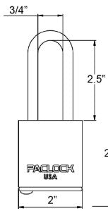 PACLOCK UCS-25-25 Padlock Dimensions