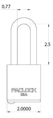 PACLOCK UCS-3A-BLU-25 Padlock Dimensions