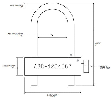 Sterling DL-1S-3 Disposable Enclosure Lock Dimensions