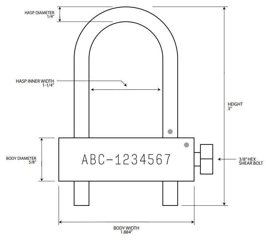 Sterling DL-1S-3 Disposable Enclosure Lock Dimensions