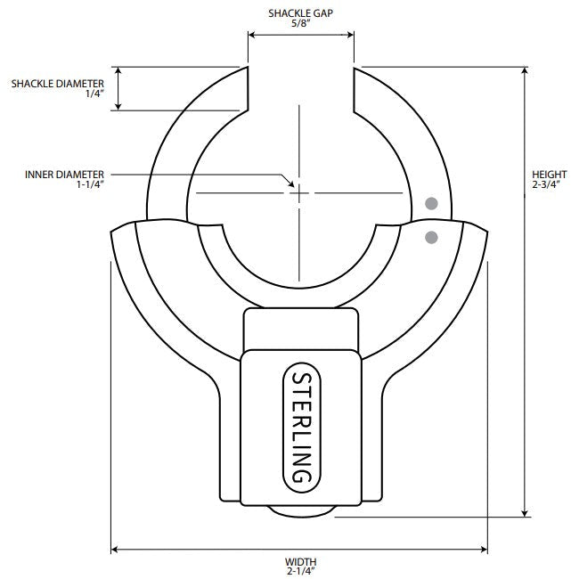 Sterling JRB-KA Junior Padlock All Brass Dimensions