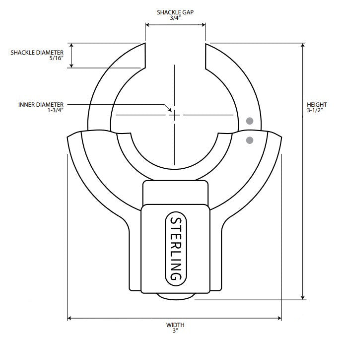 Sterling SR-KALK Senior Padlock Dimensions