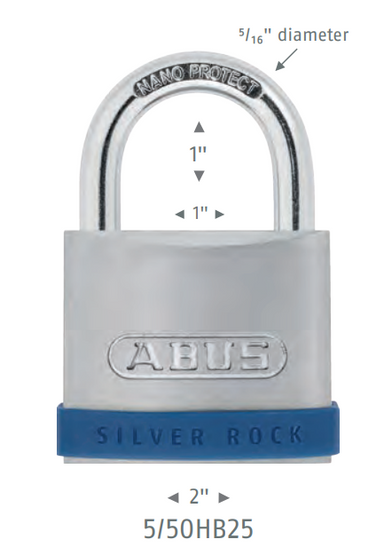 Abus Silver Rock 5/50HB25 Padlock Dimensions