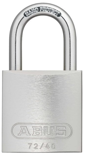 ABUS 72/40 Aluminum Safety Padlock Silver Keyed Different